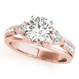 Lab Grown Round Diamond 3 Stone Art Design Engagement Ring
