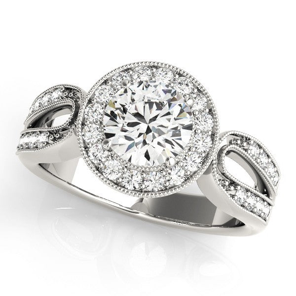 Lab Grown Round Diamond Halo Engagement Ring 