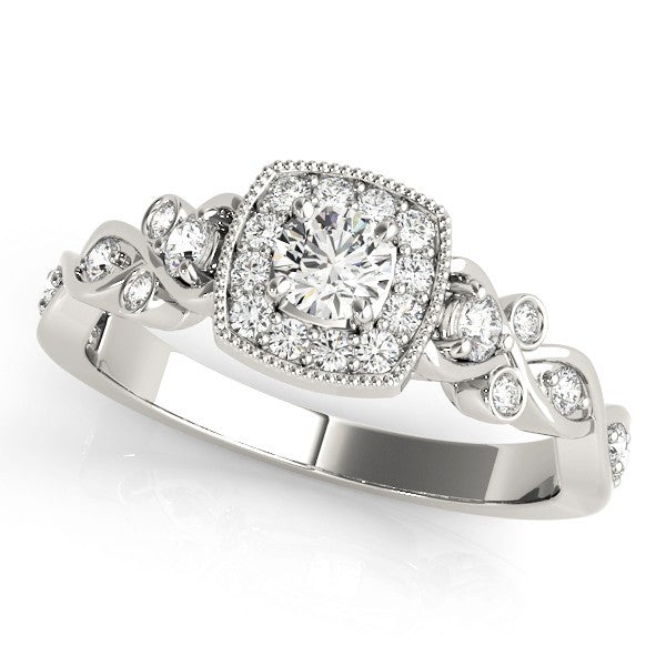 Lab Grown Round Diamond Halo Engagement Ring 