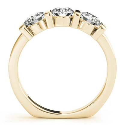 2.00Ct Lab Grown Round Diamond Bar Set 3 Stone Engagement Ring Platinum