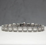 6.00 Ct Natural Round & Baguette Diamond Bracelet in White Gold