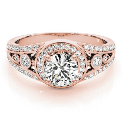 Lab Grown Round Diamond Halo Engagement Ring