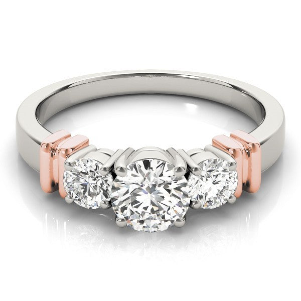 2.00Ct Lab Grown Round Diamond 3 Stone Engagement Ring Platinum - Two Tone