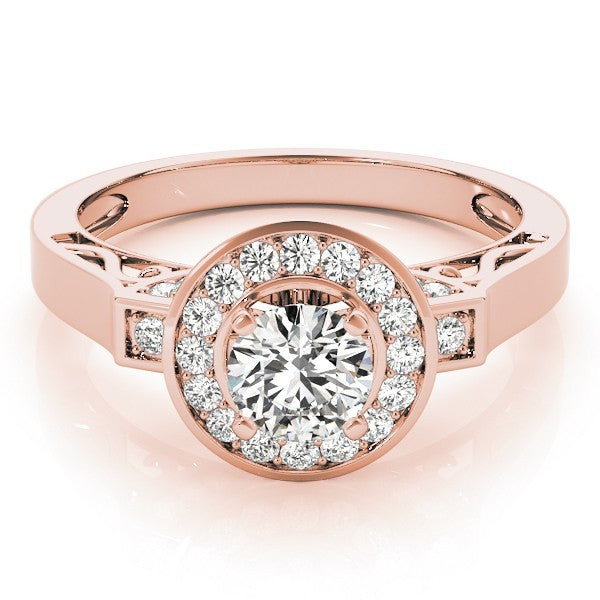 Lab Grown Round Diamond Halo Engagement Ring 18K White Gold