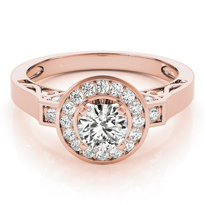 Lab Grown Round Diamond Halo Engagement Ring 18K White Gold