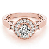 Lab Grown Round Diamond Halo Engagement Ring 18K White Gold
