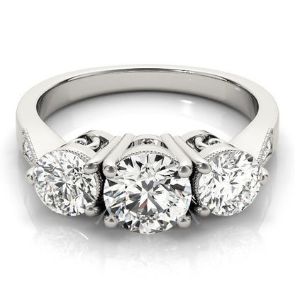 2.00Ct Lab Grown Round Diamond 3 Stone Engagement Ring Platinum