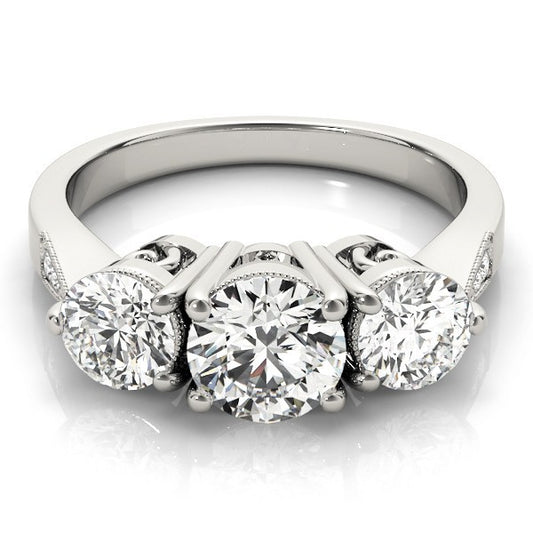 2.00Ct Lab Grown Round Diamond 3 Stone Engagement Ring Platinum