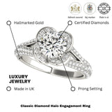 Lab Grown Round Diamond Halo Engagement Ring