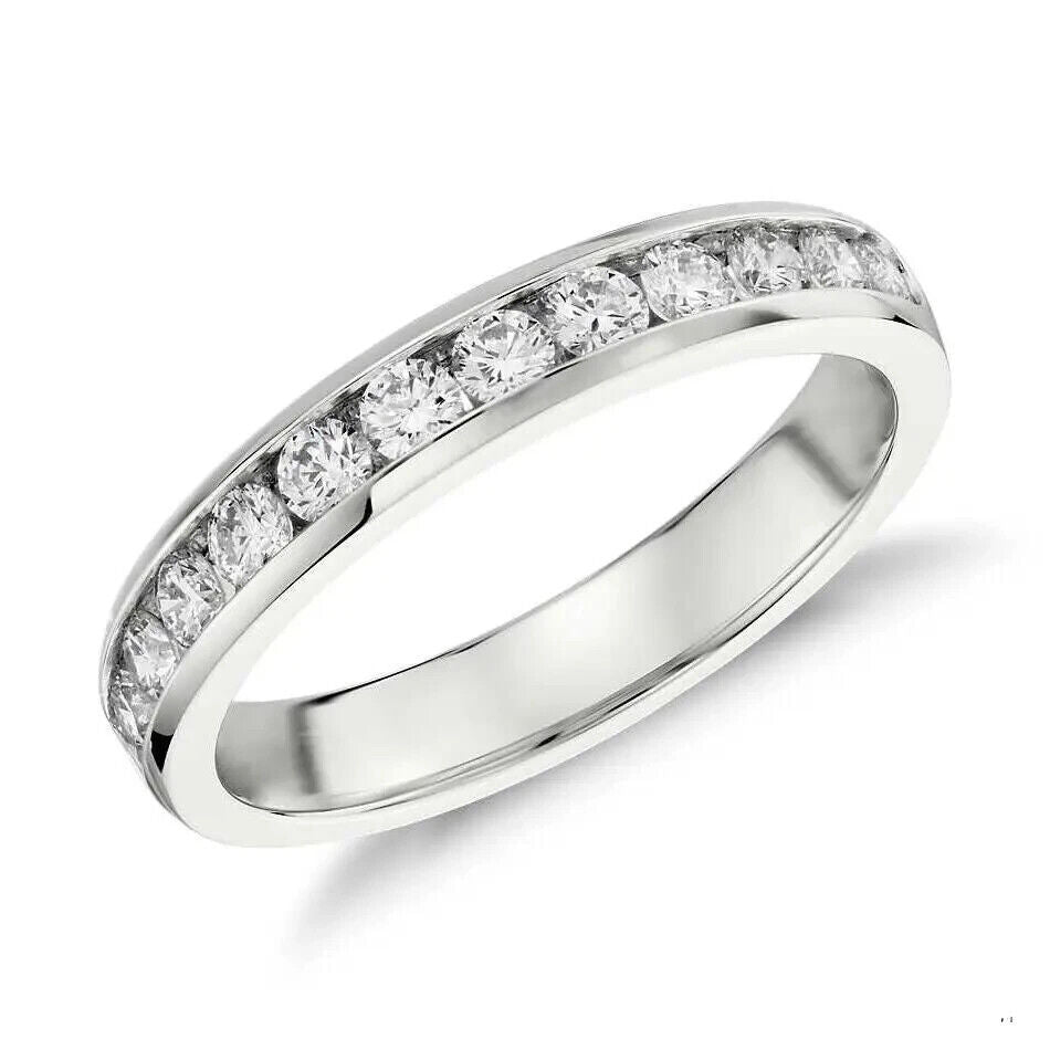 0.25 - 1.00Ct 100% Natural Round Diamond Channel Set Half Eternity Wedding Ring