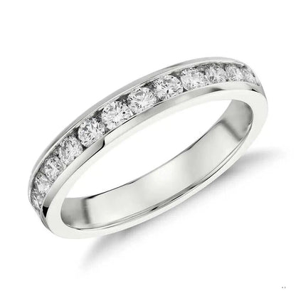 0.25 - 1.00Ct 100% Natural Round Diamond Channel Set Half Eternity Wedding Ring