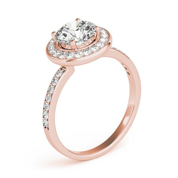 Lab Grown Round Diamond Halo Engagement Ring 