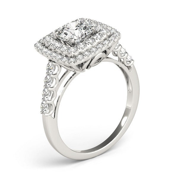 Lab Grown Round Cut Diamond Halo Engagement Ring 