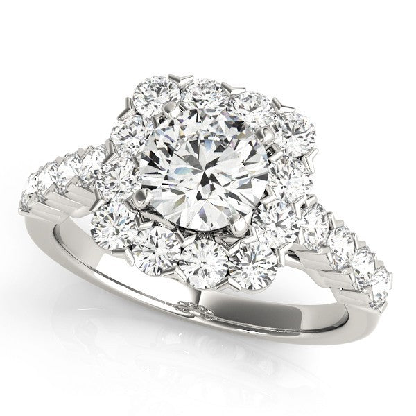 Lab Grown Round Diamond Halo Engagement Ring