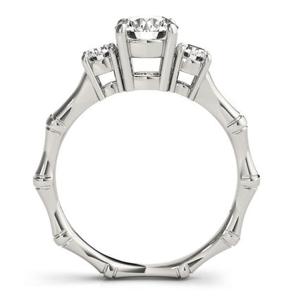 Lab Grown Round Cut Diamond 3 Stone Engagement band Platinum