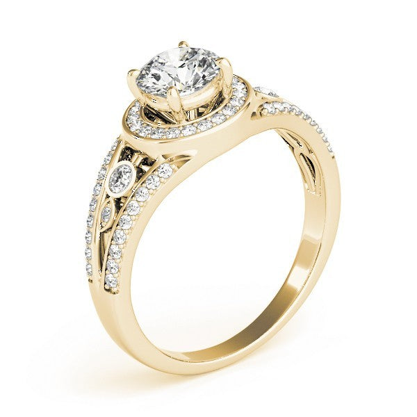Lab Grown Round Diamond Halo Engagement Ring