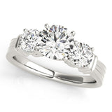 Round Cut Lab Grown Diamond Claw Set Trilogy Engagement Ring Platinum In DE/VS 2.00Ct