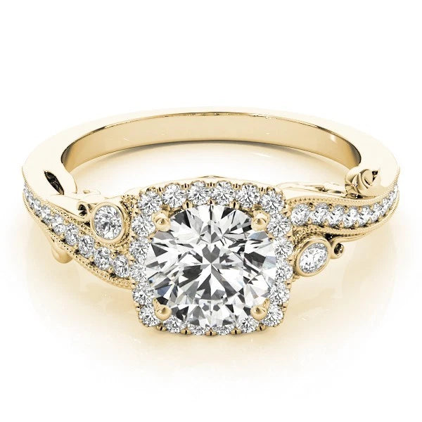 Lab Grown Round Diamond Halo Engagement Ring 
