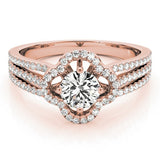 Lab Grown Round Diamond Halo Engagement Ring 