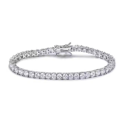 Platinum 5 Carat Natural Round Diamond Tennis Bracelet For Women 7" - 7.49" Inch
