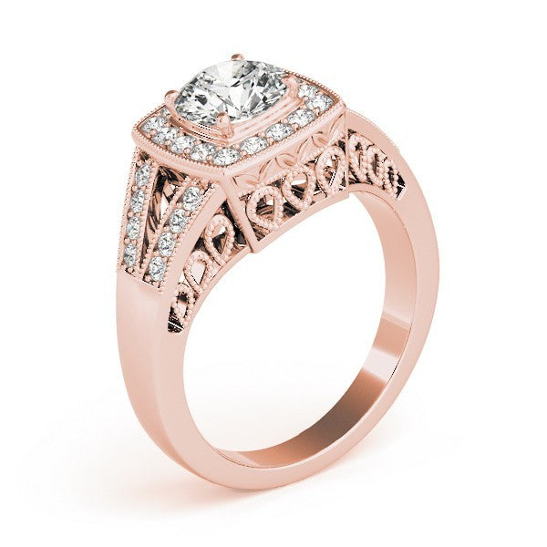 Lab Grown Round Diamond Halo Engagement Ring