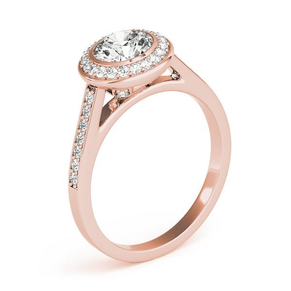 Lab Grown Round Cut Diamond Halo Engagement Ring