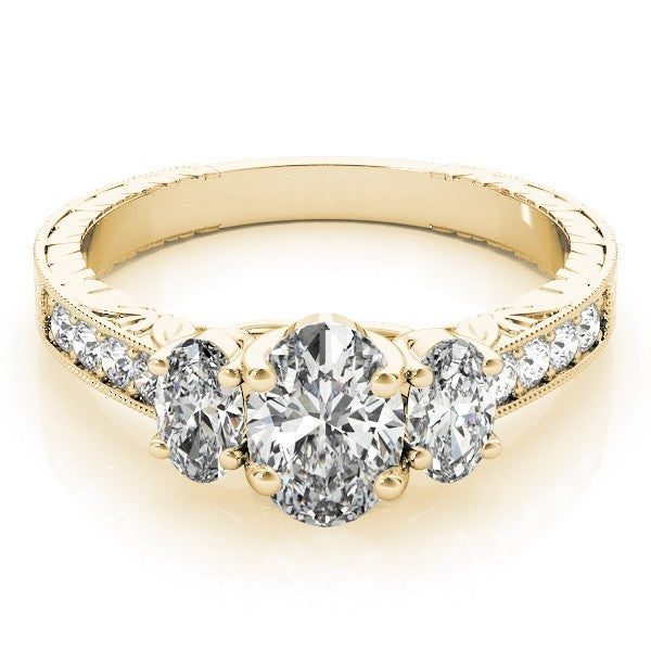 Lab Grown Oval Cut Diamond Trilogy Engagement Ring Platinum In 2.00ct DE/VS