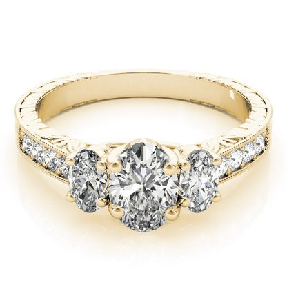 Lab Grown Oval Cut Diamond Trilogy Engagement Ring Platinum In 2.00ct DE/VS