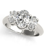Lab-Grown Oval Diamond 3 Stone Engagement Ring – 18K Rose Gold