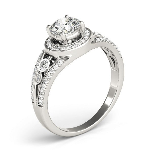 Lab Grown Round Diamond Halo Engagement Ring