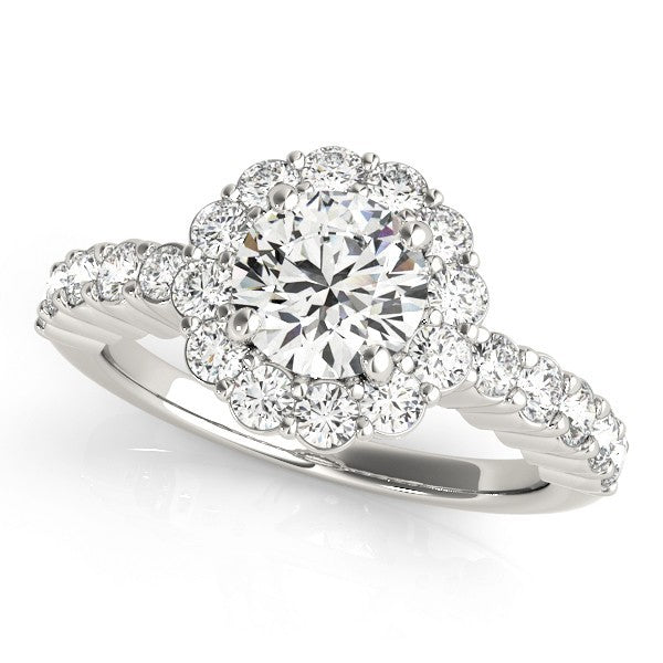 Lab Grown Round Diamond Halo Engagement Ring 