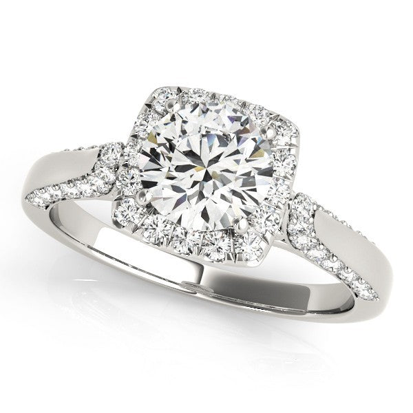 Lab Grown Round Diamond Halo Engagement Ring