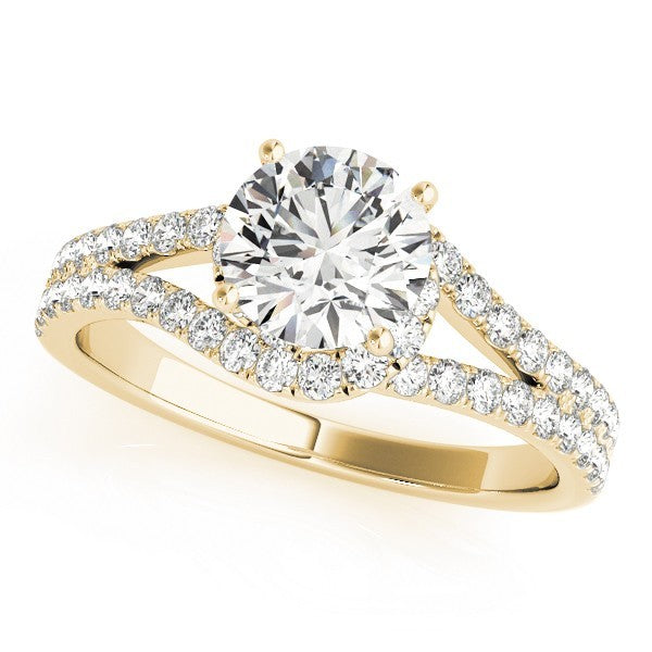 Lab Grown Round Diamond Halo Engagement Ring 18K White Gold