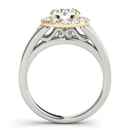 Lab Grown Round Diamond Halo Engagement Ring 18K White Gold