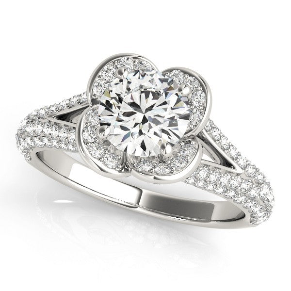Lab Grown Round Diamond Halo Engagement Ring
