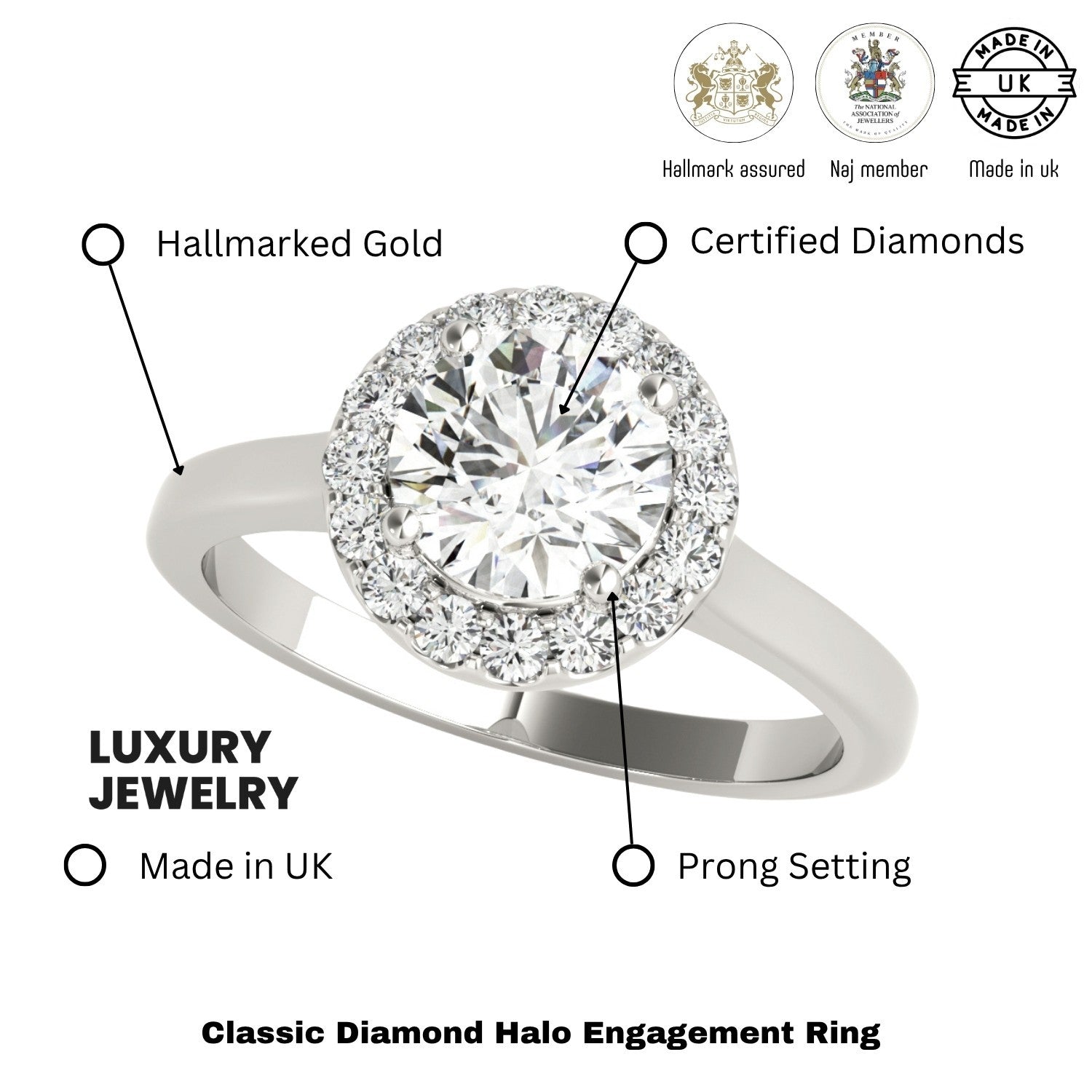 Lab-Grown Diamond Halo Engagement Ring in Platinum
