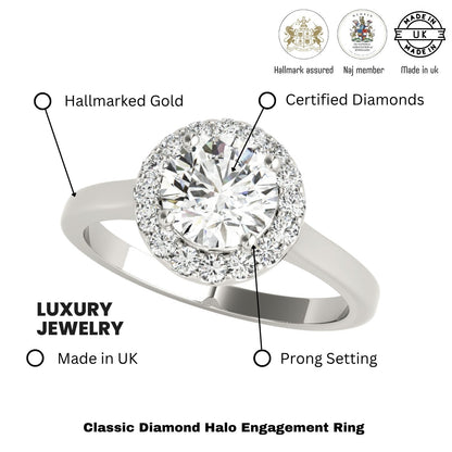 Lab-Grown Diamond Halo Engagement Ring in Platinum