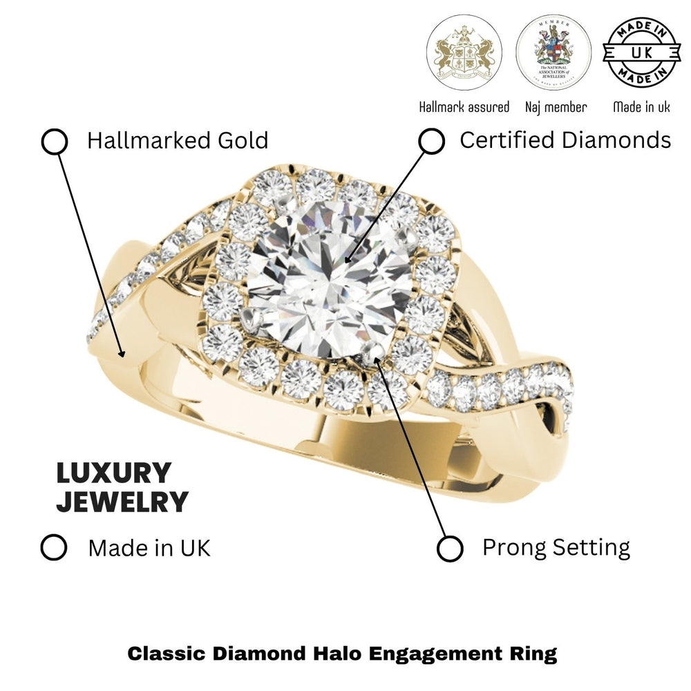 Lab Grown Round Diamond Halo Engagement Ring