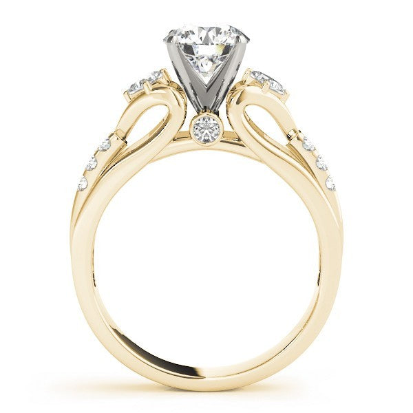 Lab Grown Round Diamond 3 Stone Art Design Engagement Ring