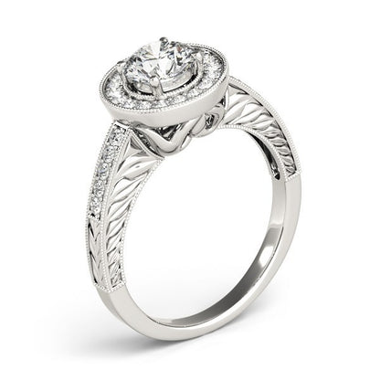Lab Grown Round Cut Diamond Halo Engagement Ring 