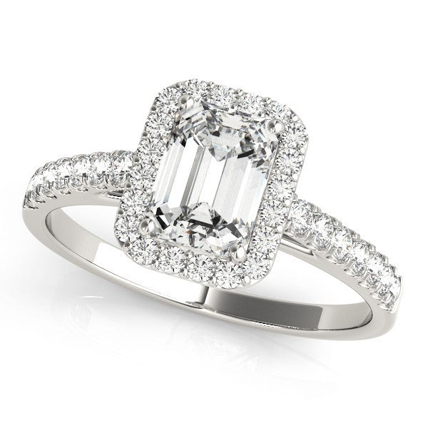 Lab Grown Emarald Diamond Halo Engagement Ring