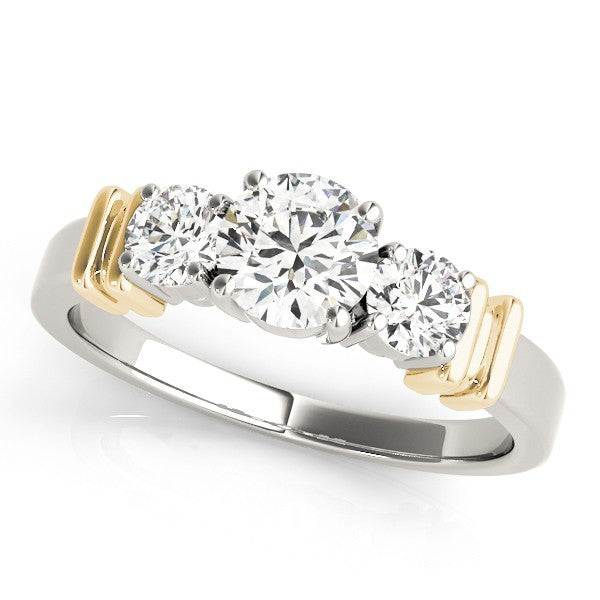 2.00Ct Lab Grown Round Diamond 3 Stone Engagement Ring Platinum - Two Tone