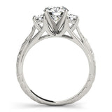 Lab Grown Round Diamond Art Designer 3 Stone Engagement Ring Platinum