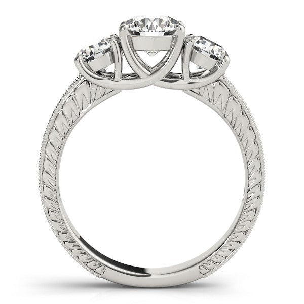 Lab Grown Round Diamond 3 Stone Engagement Ring Platinum