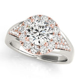 Bague de fiançailles en or blanc 18 carats avec halo de diamants ronds de laboratoire