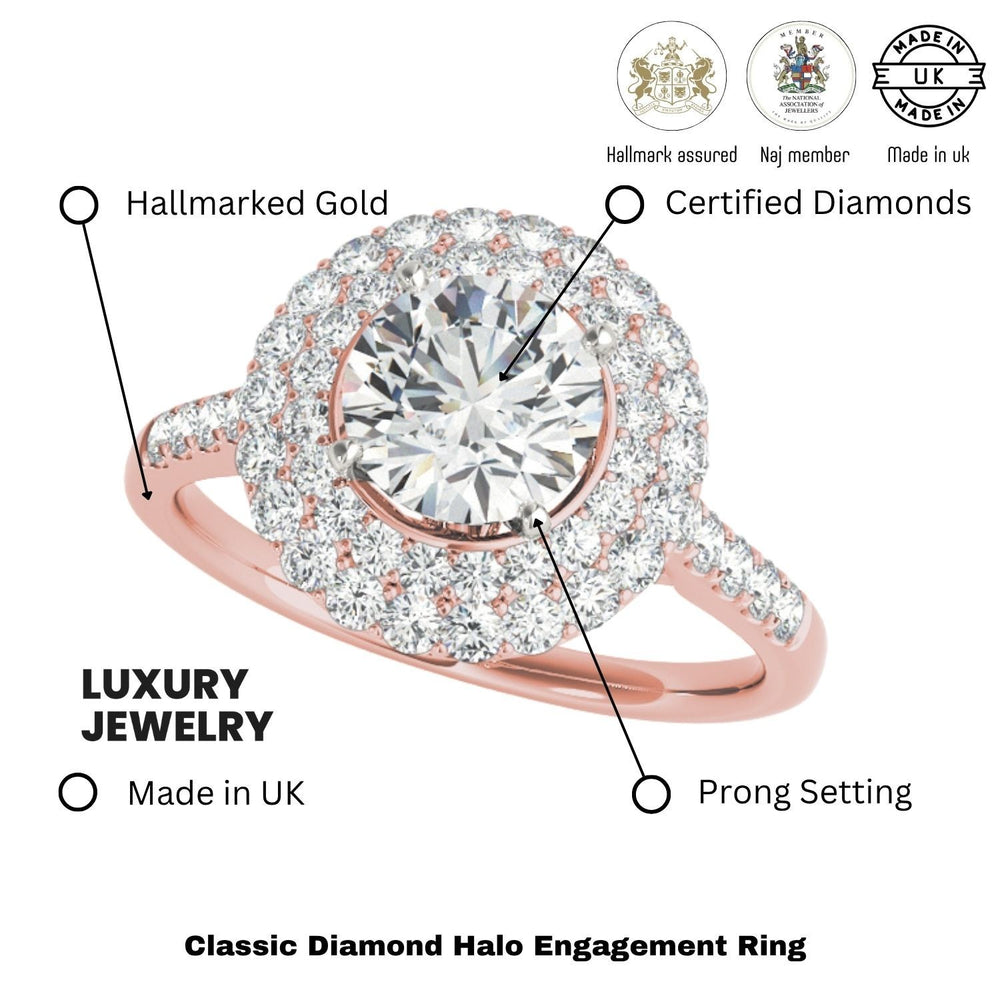 Lab Grown Round Diamond Halo Engagement Ring