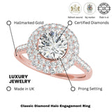 Lab Grown Round Diamond Halo Engagement Ring