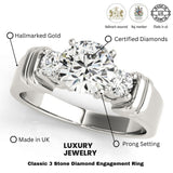 Lab Grown Round Diamond 3 Stone Engagement Ring