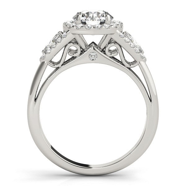 Lab Grown Round Cut Diamond Halo Engagement Ring