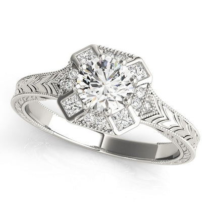 Lab Grown Round Diamond Halo Engagement Ring